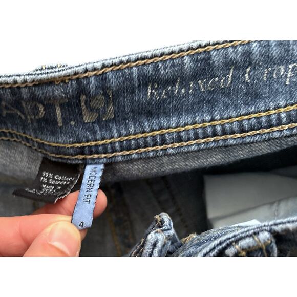 APT 9 Womens Size 4 Distressed Low Rise Relaxed Crop Blue Jeans 27" Inseam - Picture 5 of 6